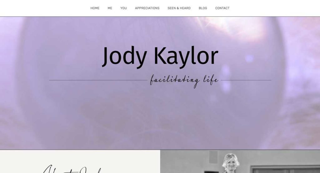 A screen shot of the top of JodyKaylor.com