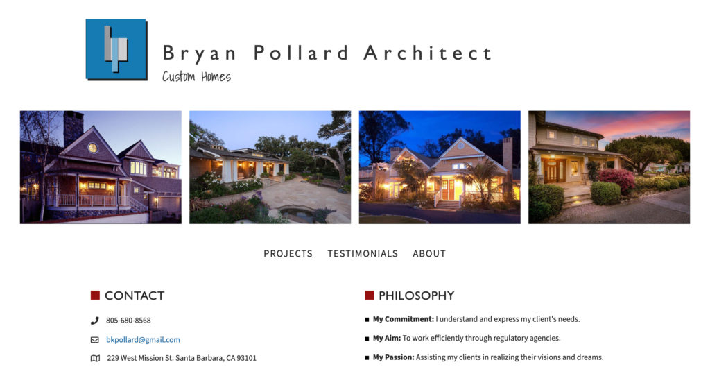 Bryan Pollard Architect website screenshot